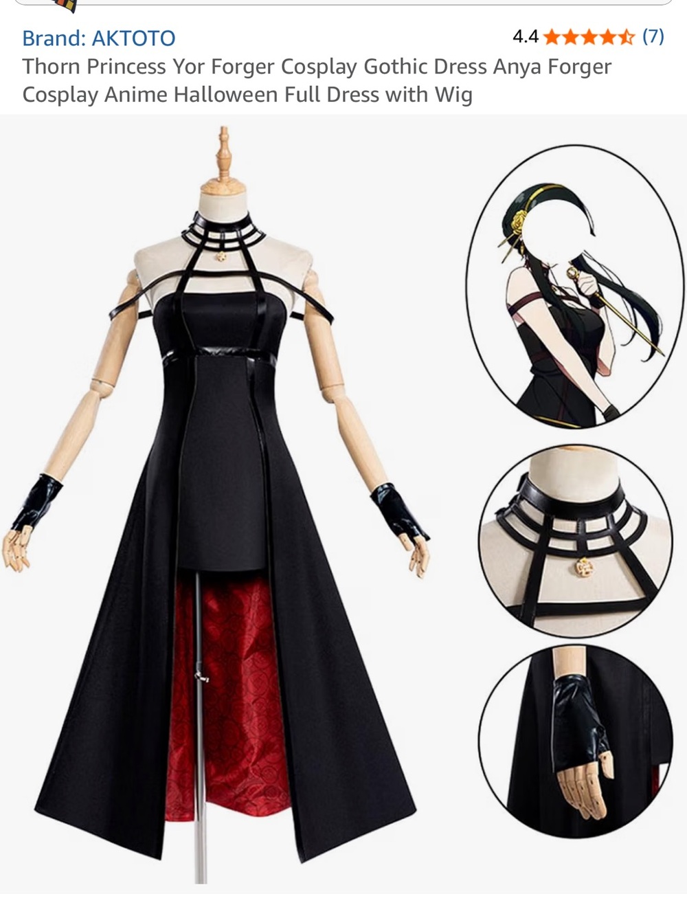 Women's Black High-Low Gothic Dress with Red Lining